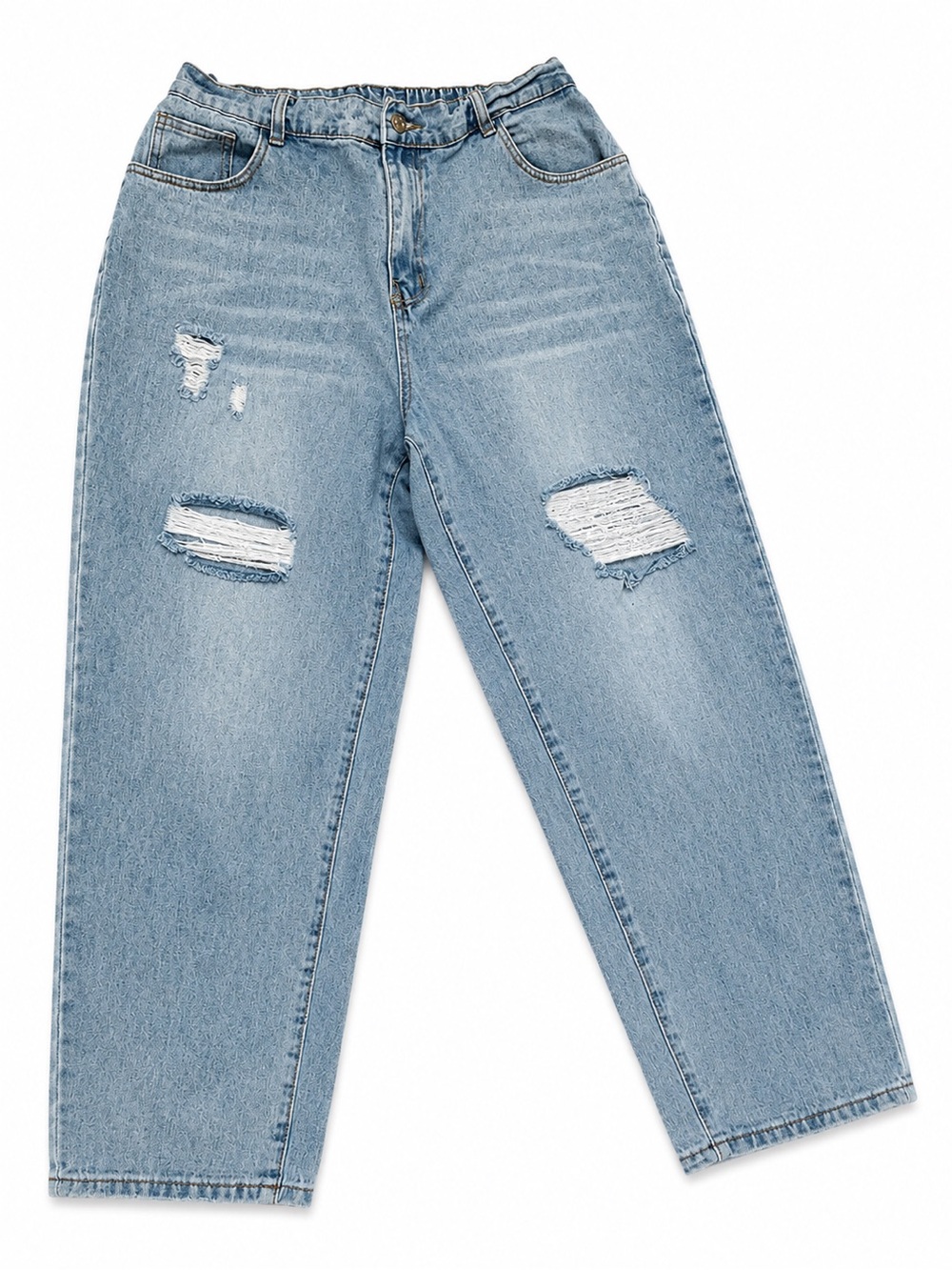 SHEIN Light Blue Distressed Boyfriend Jeans